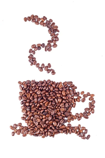 白い背景の上の豆のコーヒー カップ — ストック写真