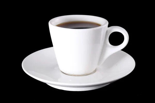 Fehér csésze forró kávét, és gőz-fekete — Stock Fotó