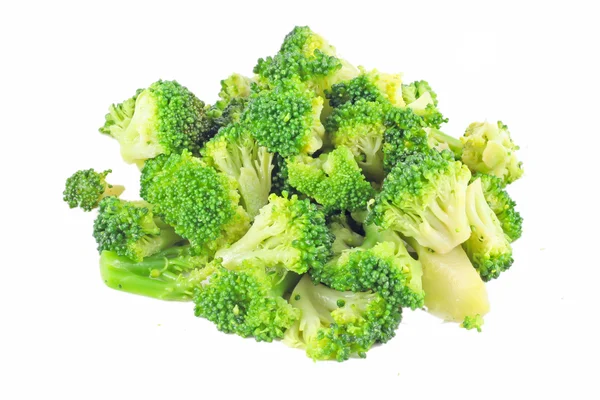 Brócolos. Arranjo de três pedaços de brócolis maduros frescos — Fotografia de Stock