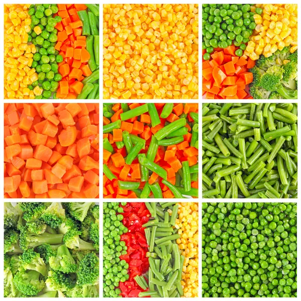Frozen vegetables backgrounds set — Stock Photo, Image