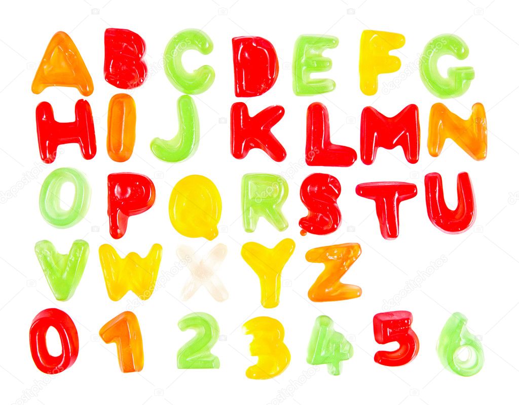Candy alphabet isolated on white Stock Photo by ©Alexandra Lande 11088212
