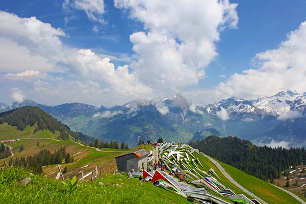 Prachtige landschap van de Zwitserse Alpen in de buurt van sans, Zwitserland — Stockfoto