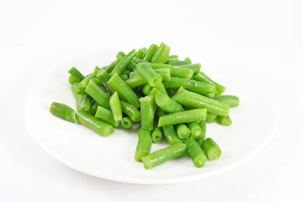 푸른 콩을 요리 할 때 사용 할 냉동 야채 — 스톡 사진