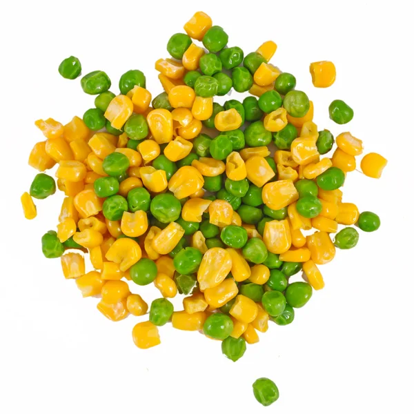 玉米和豌豆-混合的蔬菜背景 — 图库照片
