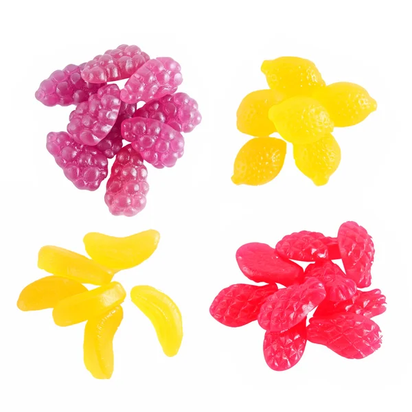 Γλυκά φρούτα gummi καραμέλες κατάταξη σε λευκό — Φωτογραφία Αρχείου