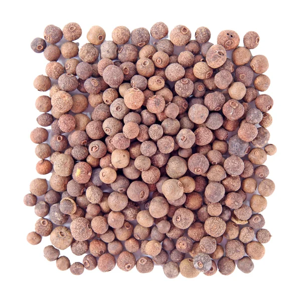 Big pile of allspice , square on the white background — Stock Photo, Image
