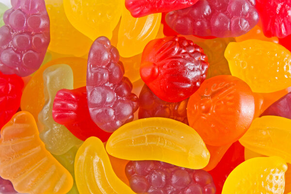 Fruit gummy candies background