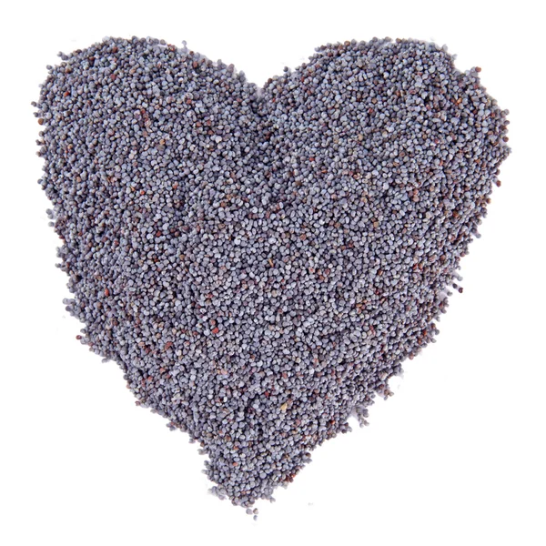 stock image Poppy seeds heart isolated on the white background