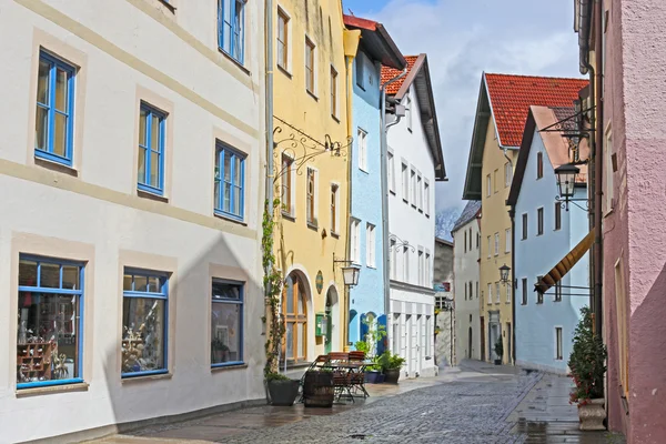 Gyönyörű színes házak Füssen, Bajorország, Németország — Stock Fotó