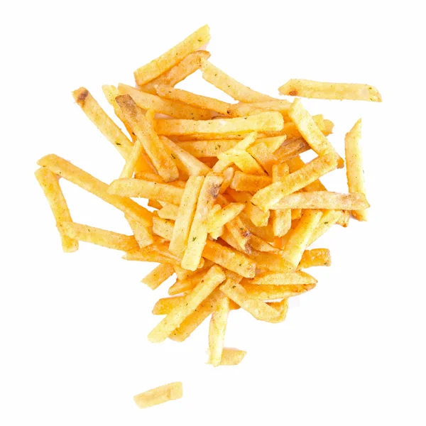 Gebakken aardappel chips geïsoleerd op witte achtergrond — Stockfoto