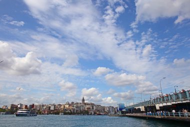 Sana, galata Kulesi ile istanbul 'un görünümü günbatımı Zamanı