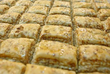 baklava (ince pasta, fındık ve bal yapılmış bir tatlı)