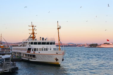 Türkiye seyahat arka planı - İstanbul günbatımı panoraması -