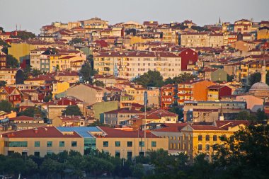 Yansımalar - Türkiye seyahat arka plan ile İstanbul gündoğumu panorama