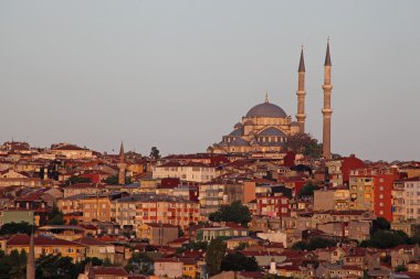 Yansımalar - Türkiye seyahat arka plan ile İstanbul gündoğumu panorama