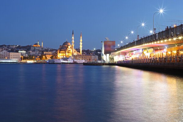 Amazing lighting Istanbul after suncet, evvening, Turkey