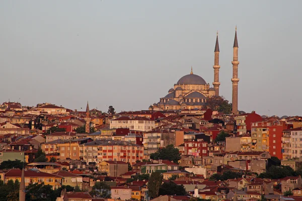 伊斯坦布尔日出全景与思考-土耳其旅游背景 — 图库照片