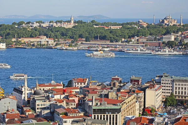 Stambuł. panoramiczny widok z wieży galata Złoty Róg, Turcja — Zdjęcie stockowe