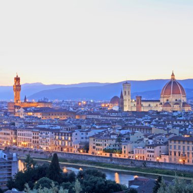 Florence Panorama by night taken in summer in Italy clipart