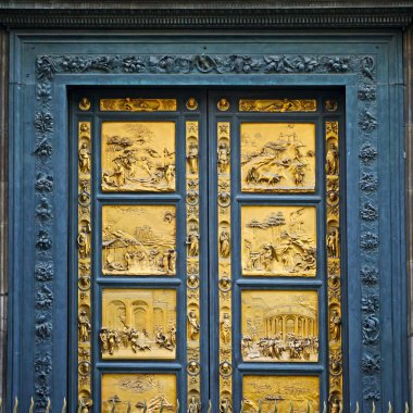 Ghiberti cennet vaftizhane bronz kapı duomo Katedrali Floransa İtalya kapı yağmalarına döküm.