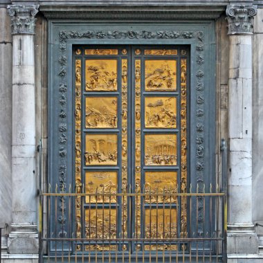 Ghiberti Paradise Baptistery Bronze Door Duomo Cathedral Florence Italy Door cast in the 1400s. clipart