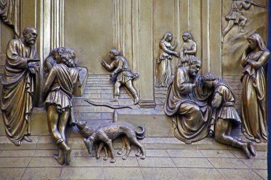 Ghiberti cennet vaftizhane bronz kapı duomo Katedrali Floransa İtalya kapı yağmalarına döküm.