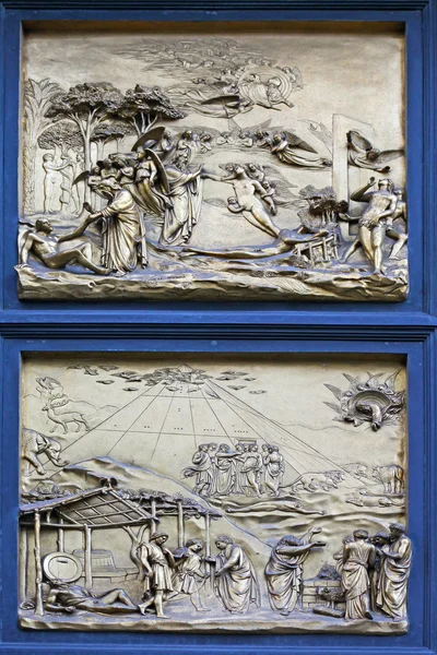 stock image Ghiberti Paradise Baptistery Bronze Door Duomo Cathedral Florence Italy Door cast in the 1400s.