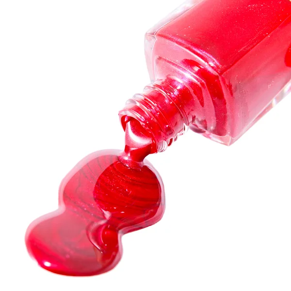 Red Nail Polish Closeup geïsoleerd op de witte achtergrond — Stockfoto