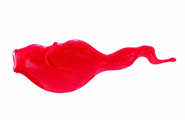 Rød neglelak (emalje) dråber prøve, isoleret på hvid - Stock-foto