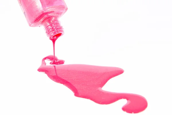 Botella de esmalte rosa aislado — Foto de Stock