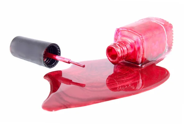 Red Nail Polish Closeup isoliert auf dem weißen Hintergrund — Stockfoto