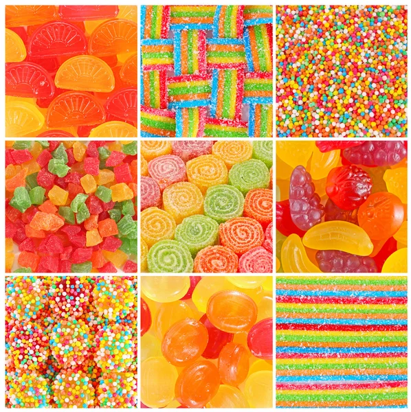 Uppsättning av en massa färgglada färgglada karameller för bakgrund — Stockfoto