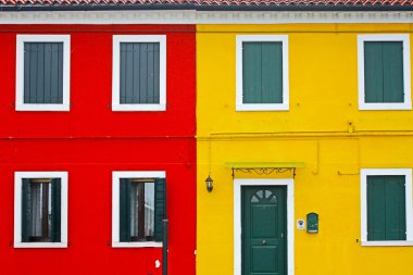 Burano Adası, Venedik, İtalya 'da renkli evler alındı