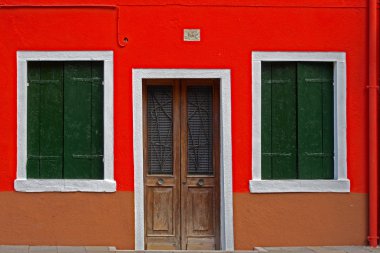 Burano Adası, Venedik, İtalya 'da renkli evler alındı