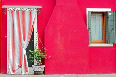 Burano Adası, Venedik, İtalya 'da renkli evler alındı