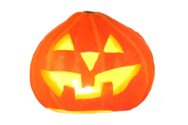 Calabaza de Halloween, Scary Jack O 'Lantern aislado en blanco — Foto de Stock