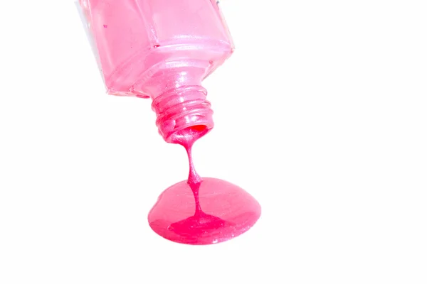 Flasche des rosa Nagellacks isoliert — Stockfoto