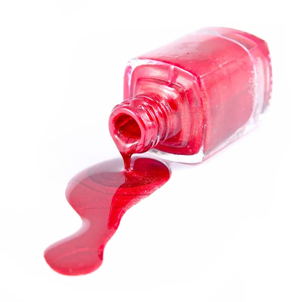 Red Nail Polish Closeup geïsoleerd op de witte achtergrond — Stockfoto