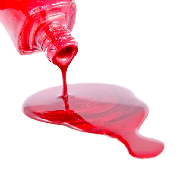 Red Nail Polish Closeup izolované na bílém pozadí — Stock fotografie
