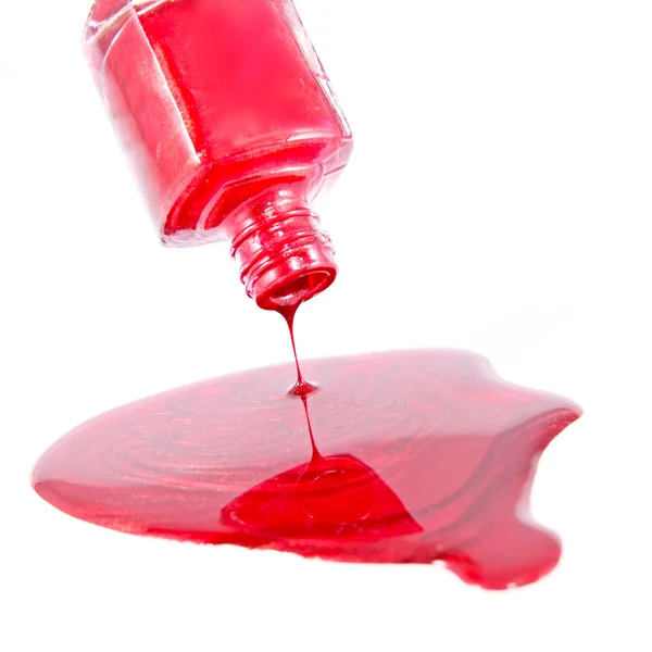 Red Nail Polish Closeup isoliert auf dem weißen Hintergrund — Stockfoto