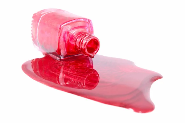 Czerwony paznokieć polskie zbliżenie izolowane na białym tle — Zdjęcie stockowe