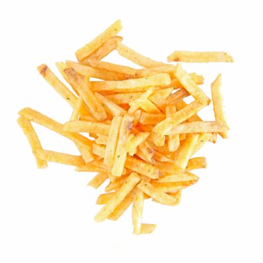 Fried potato chips isolated on white background clipart