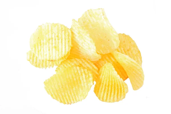 Aardappel chips geïsoleerd op witte achtergrond — Stockfoto