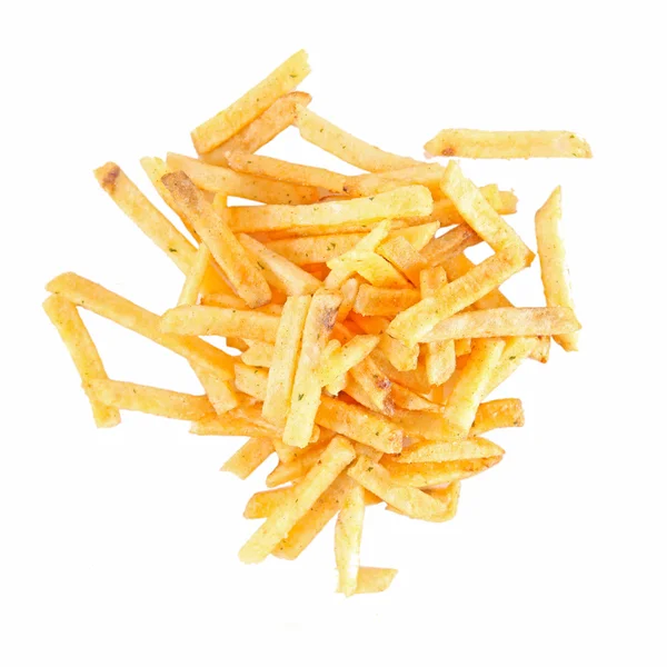 Fried potato chips isolated on white background — Stock Photo, Image