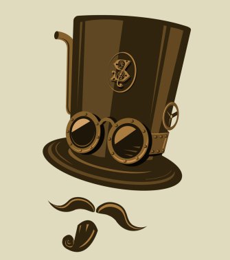 Vector Steampunk top hat clipart