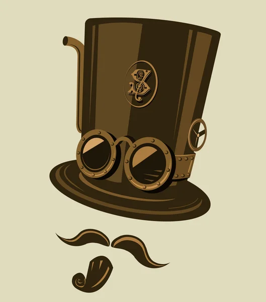 Chapéu superior Vector Steampunk — Vetor de Stock