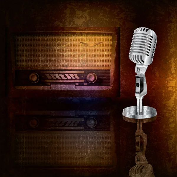 Abstrakter Hintergrund mit Mikrofon und Radio — Stockvektor