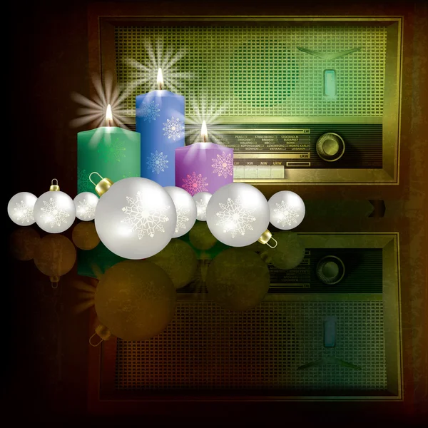 Vánoční pozadí abstraktní s retro rádio — Stockový vektor