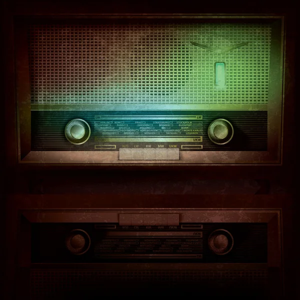 Abstraktní hudební pozadí s retro rádio — Stockový vektor