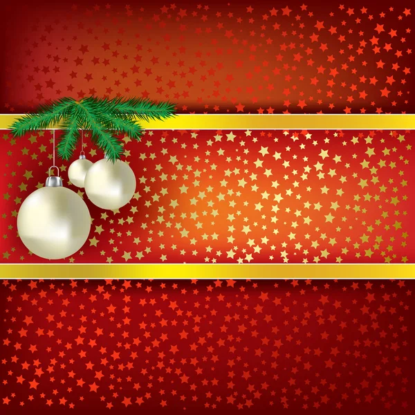 Bolas de Navidad y estrellas rojo vector de fondo — Vector de stock